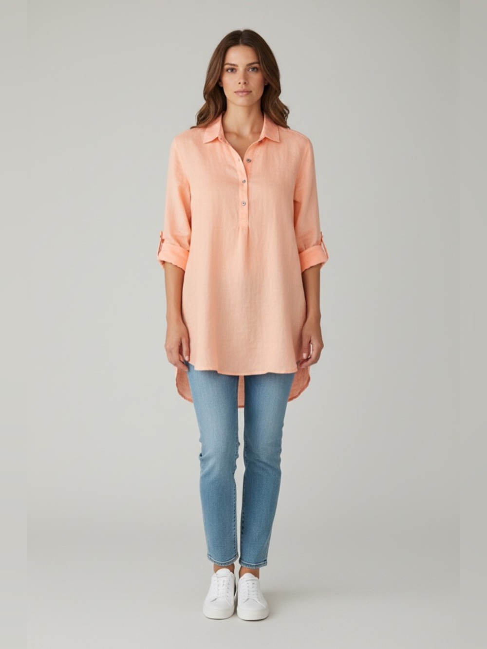 Sigrid Olsen Linen Tunic Orange Size Small